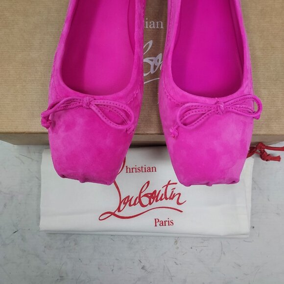 Christian Louboutin Pink Mamadrague Square Toe Ballet Flat Shoe - Picture 6 of 11
